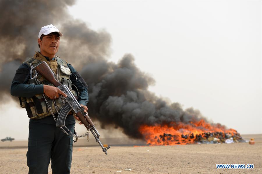 AFGHANISTAN-KANDAHAR-BURNING SEIZED DRUG