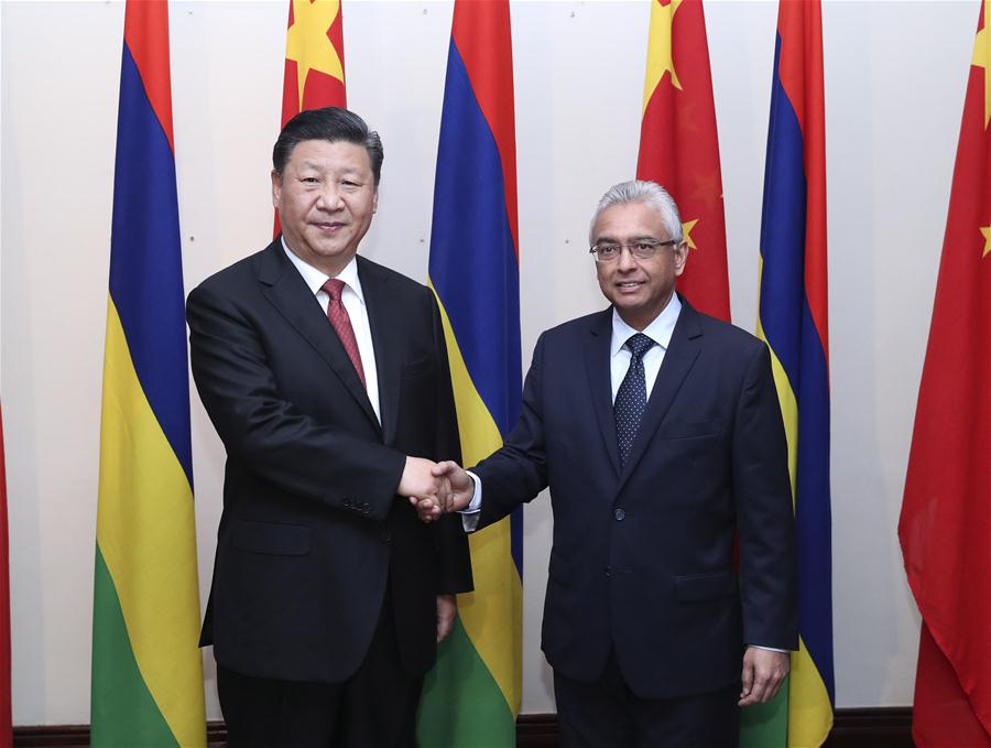 MAURITIUS-PORT LOUIS-XI JINPING-PM-MEETING 