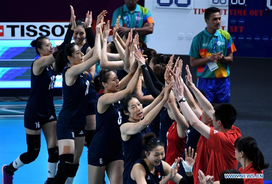 (SP)INDONESIA-JAKARTA-ASIAN GAMES-WOMEN'S VOLLEYBALL FINAL-CHINA VS THAILAND