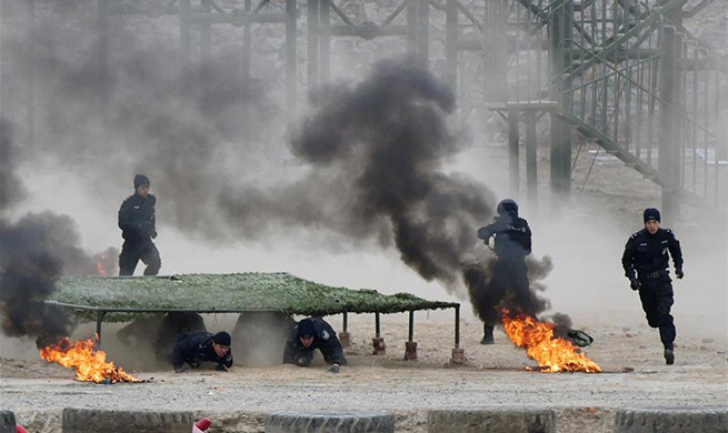 SWAT team members participate in drill in Jinan, east China's Shandong