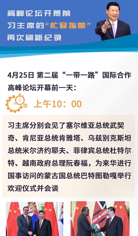 高峰论坛开幕前，习主席的“忙碌指数”再次刷新纪录